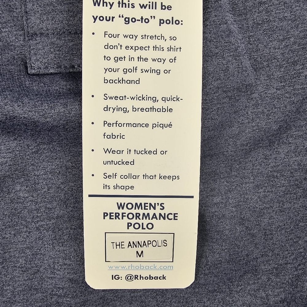 NWT Rhoback Women's Golf Performance Polo The Annapolis Size Medium - Picture 12 of 14